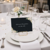 Modern Black Floral Calligraphy Wedding Place Card Platzkarte