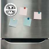 Modern Black Floral Wreath Split Monogram "M" Magnet