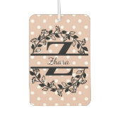 Modern Black Floral Wreath Split Monogram "X" Autolufterfrischer (Vorderseite)
