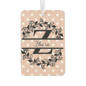 Modern Black Floral Wreath Split Monogram "X" Autolufterfrischer (Rückseite)