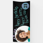 Modern Black Foto Happy Birthday Banner (Vertikal)