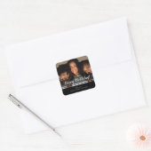 Modern Black Foto Happy Birthday Square Sticker (Umschlag)
