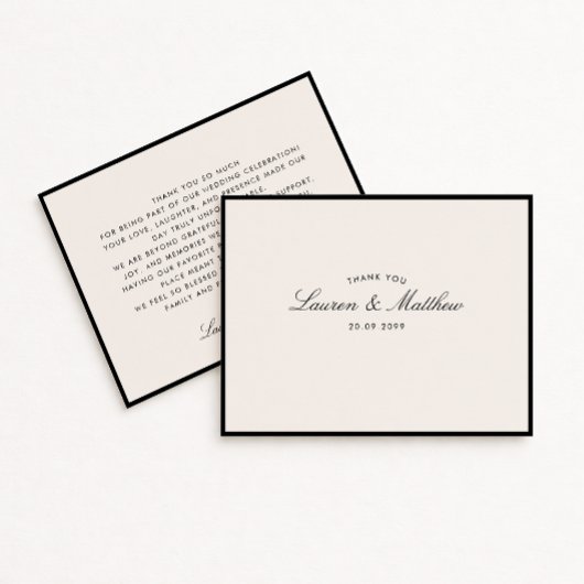 Modern Black Frame Ivory Wedding Thank You Card Einladung