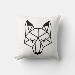 Modern Black Geometric Fox Head Kissen