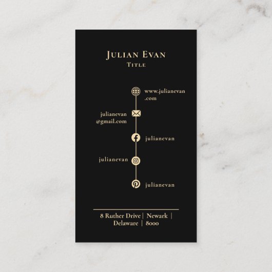 Modern Black Glitzer Gold Luxe Company Logo Visitenkarte (Rückseite)