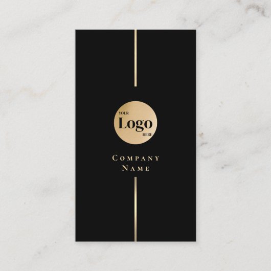 Modern Black Glitzer Gold Luxe Company Logo Visitenkarte (Vorderseite)