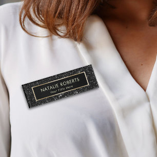 Modern Black Glitzer Makeup Artist Hair Salon Namenschild