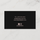 Modern Black Glitzer Rose Gold Lippen Makeup Künst Visitenkarte (Rückseite)