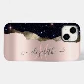 Modern Black Glitzer Rose Gold Monogram Case-Mate iPhone Hülle (Rückseite (Horizontal))