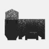 Modern Black Glitzer Simple Script Monogram Name Geschenkschachtel (Ungefaltet)