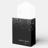 Modern Black Glitzer Simple Script Monogram Name Geschenkschachtel (Geöffnet)