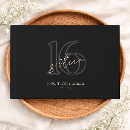 Modern Black Gold 16. Geburtstag Gästebuch
