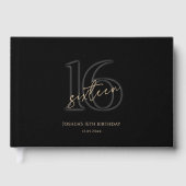 Modern Black Gold 16. Geburtstag Gästebuch (Vorderseite)