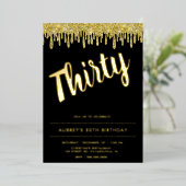 Modern Black Gold 30. Geburtstagsfoil Einladung (Stehend vorne)