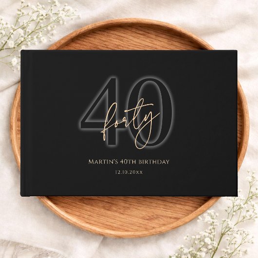 Modern Black Gold 40. Geburtstag Gästebuch