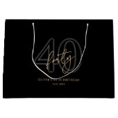 Modern Black Gold 40. Geburtstag Große Geschenktüte (Vorderseite)