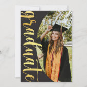 Modern Black Gold 4 Photo Graduation Announcement Einladung (Vorderseite)