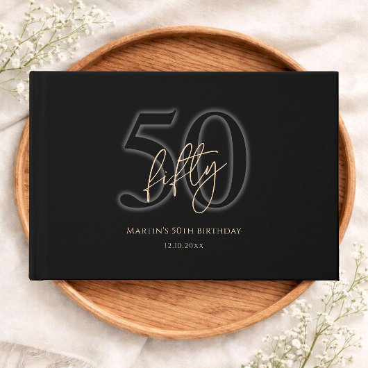 Modern Black Gold 50. Geburtstag Gästebuch