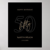 Modern Black Gold 50. Geburtstagsfeier Poster (Vorne)