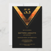 Modern Black Gold 55. Geburtstagsparty Einladung (Vorderseite)