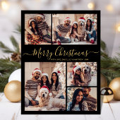 Modern Black Gold 5 Foto Collage Weihnachten Postkarte