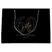 Modern Black Gold 60. Geburtstag Große Geschenktüte (Vorderseite)