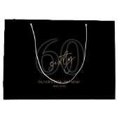 Modern Black Gold 60. Geburtstag Große Geschenktüte (Rückseite)