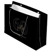 Modern Black Gold 60. Geburtstag Große Geschenktüte (Vorderseite Schrägansicht)