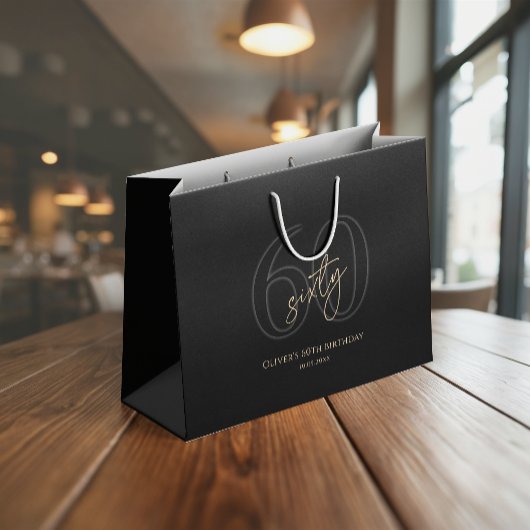 Modern Black Gold 60. Geburtstag Große Geschenktüte