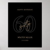 Modern Black Gold 60. Geburtstagsfeier Poster (Vorne)