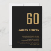 Modern Black Gold 60. Geburtstagsparty Einladung (Vorderseite)