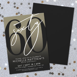 Modern Black Gold 60. Geburtstagsparty Einladung