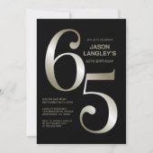 Modern Black Gold 65. Geburtstagsparty Einladung (Vorderseite)