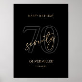 Modern Black Gold 70. Geburtstagsfeier Poster (Vorne)
