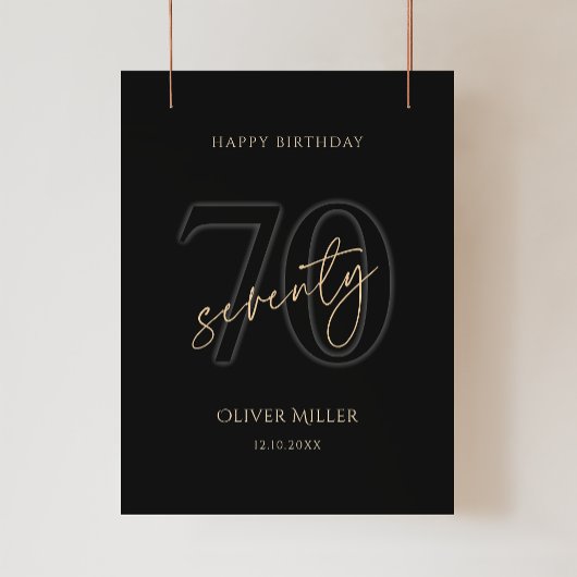 Modern Black Gold 70. Geburtstagsfeier Poster
