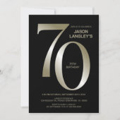 Modern Black Gold 70. Geburtstagsparty Einladung (Vorderseite)