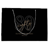 Modern Black Gold 80. Geburtstag Große Geschenktüte (Rückseite)