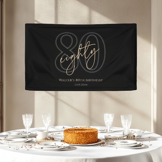 Modern Black Gold 80. Geburtstagsfeier Banner
