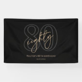 Modern Black Gold 80. Geburtstagsfeier Banner (Horizontal)