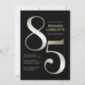 Modern Black Gold 85. Geburtstagsparty Einladung (Vorderseite)