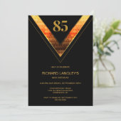 Modern Black Gold 85. Geburtstagsparty Einladung (Stehend Vorderseite)