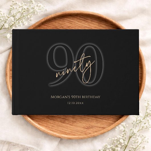 Modern Black Gold 90. Geburtstag Gästebuch