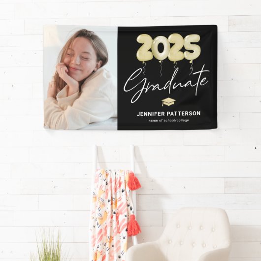 Modern Black Gold Abschluss 2025 Foto Banner (Insitu)