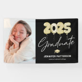 Modern Black Gold Abschluss 2025 Foto Banner (Horizontal)