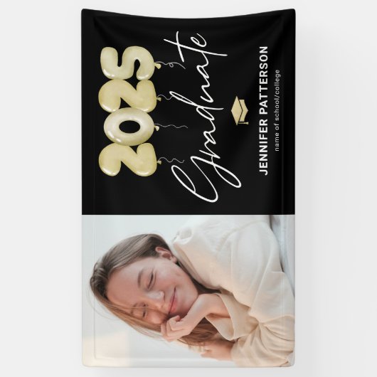 Modern Black Gold Abschluss 2025 Foto Banner (Vertikal)