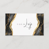 Modern Black Gold Agate Logo Visitenkarte (Vorderseite)