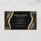 Modern Black Gold Agate Logo Visitenkarte (Rückseite)