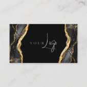 Modern Black Gold Agate Logo Visitenkarte (Vorderseite)