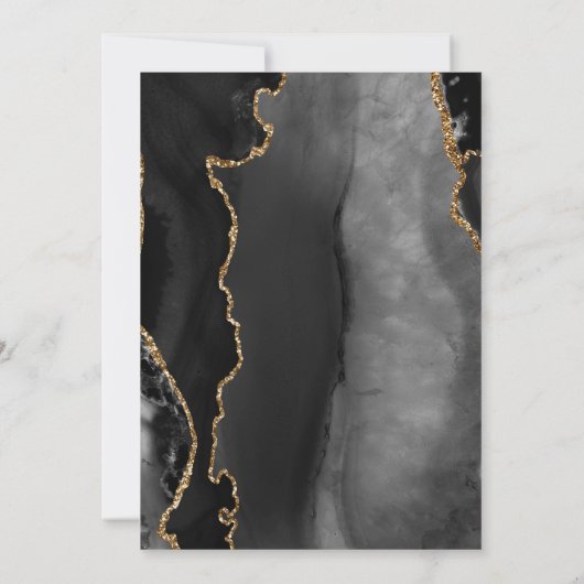 Modern Black Gold Agate Marble Save the Date (Rückseite)