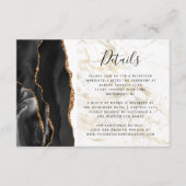 Modern Black Gold Agate Marble Wedding Details Begleitkarte (Vorderseite)